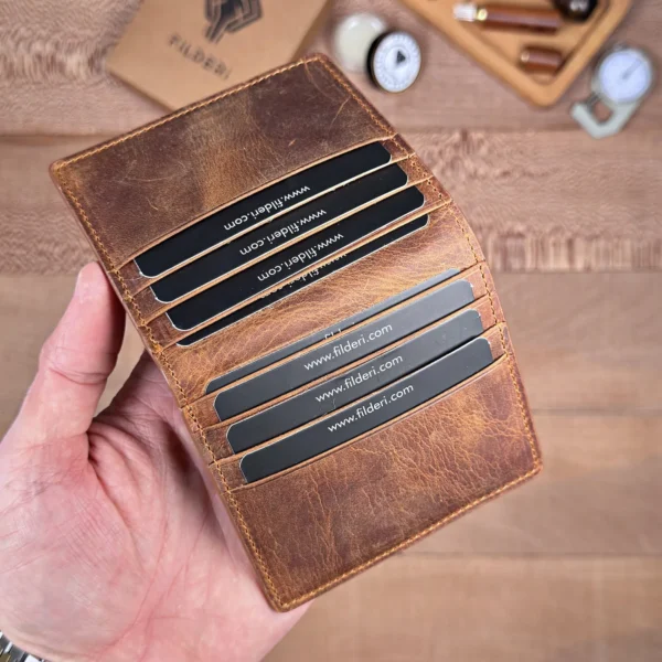 Magnetic Leather Card Holder — Hazelnut Brown, 2138 — product view 1