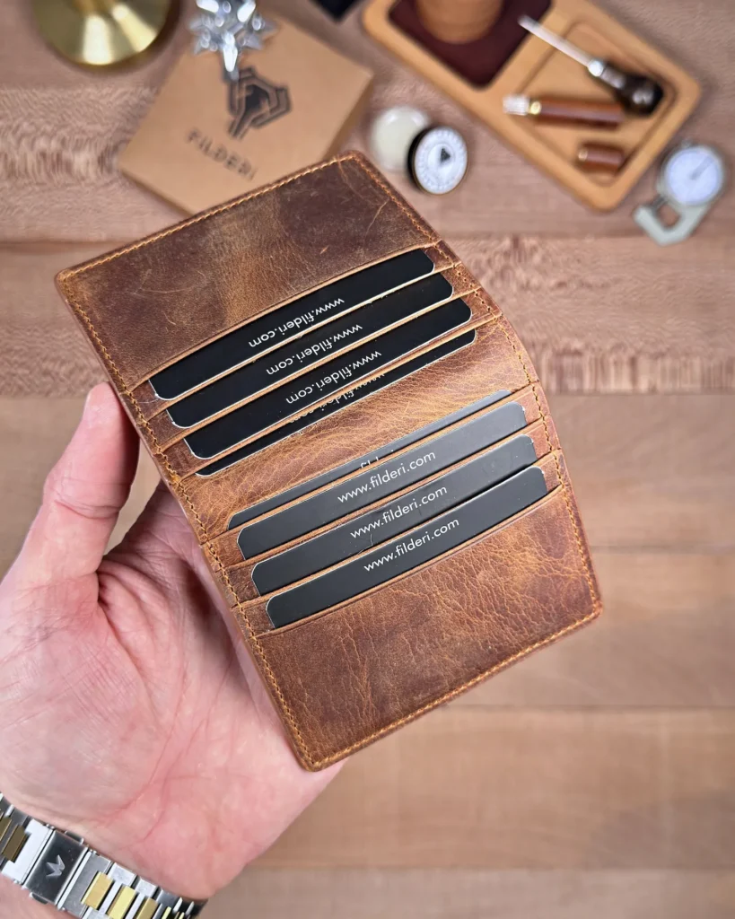 Magnetic Leather Card Holder — Hazelnut Brown, 2138 — product view 1