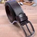 Men's Leather Belt — Brown, Denim Style — product view 1