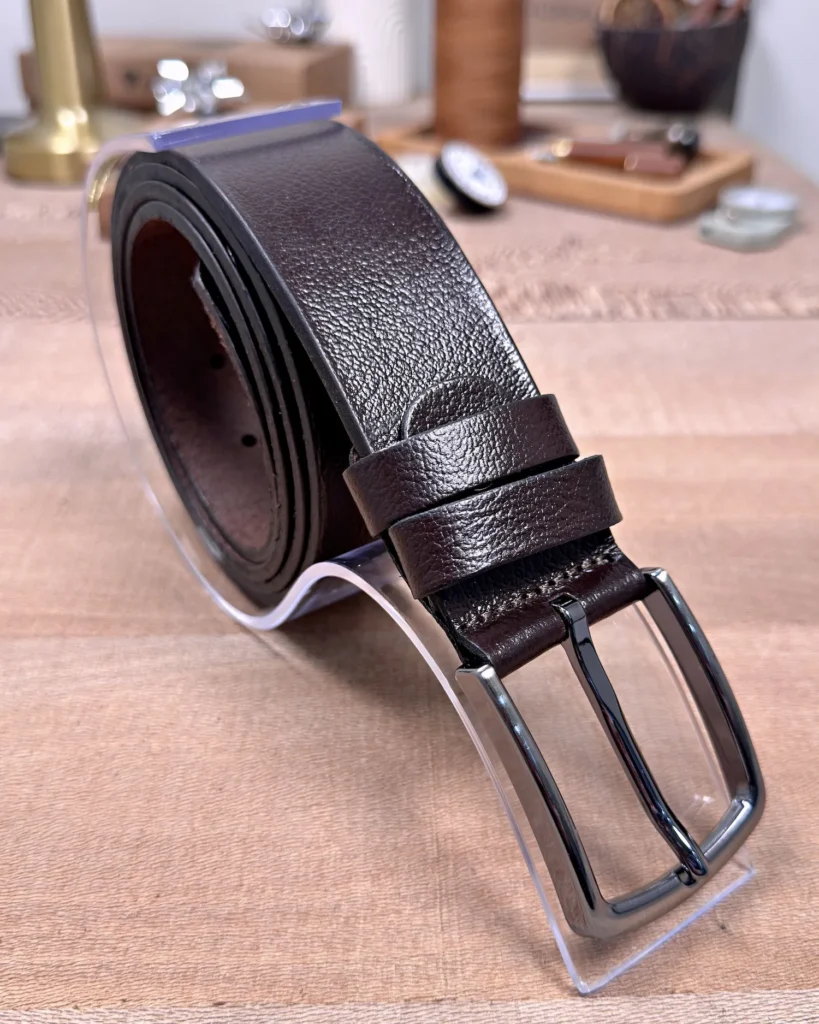 Men's Leather Belt — Brown, Denim Style — product view 1