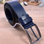 Men's Leather Belt — Navy, Denim Style — product view 1