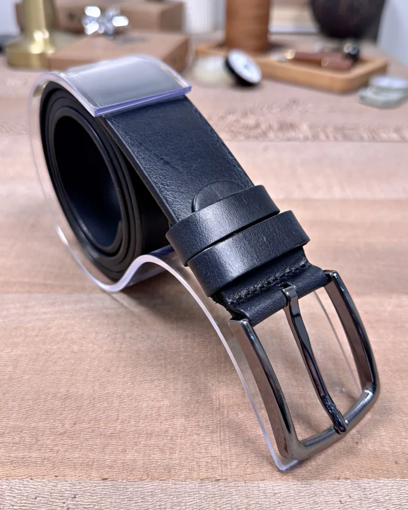 Distressed Men's Leather Belt — Black — product view 1