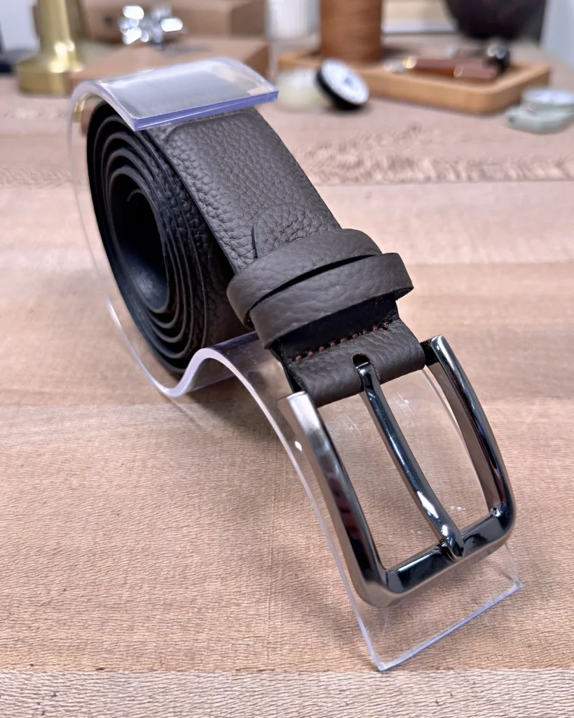 Men's Leather Belt — Dark Brown, Dress Style — product view 1