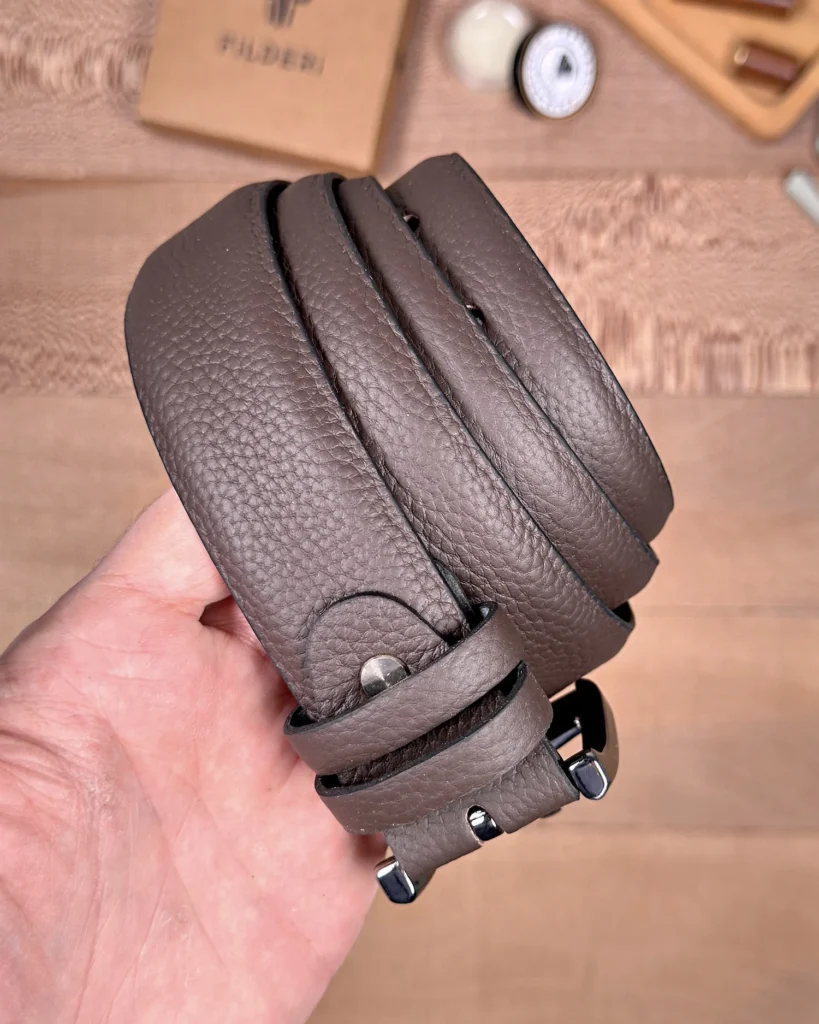 Men's Leather Belt — Dark Brown, Dress Style — product view 2