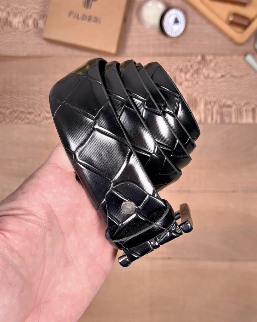 Men's Leather Belt — Black, Croco — product view 2