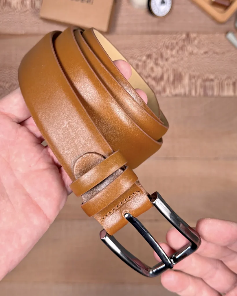 Men's Leather Belt — Cognac, Dress Style — product view 2
