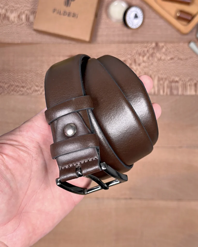 Men's Leather Belt — Brown, Dress Style — product view 2