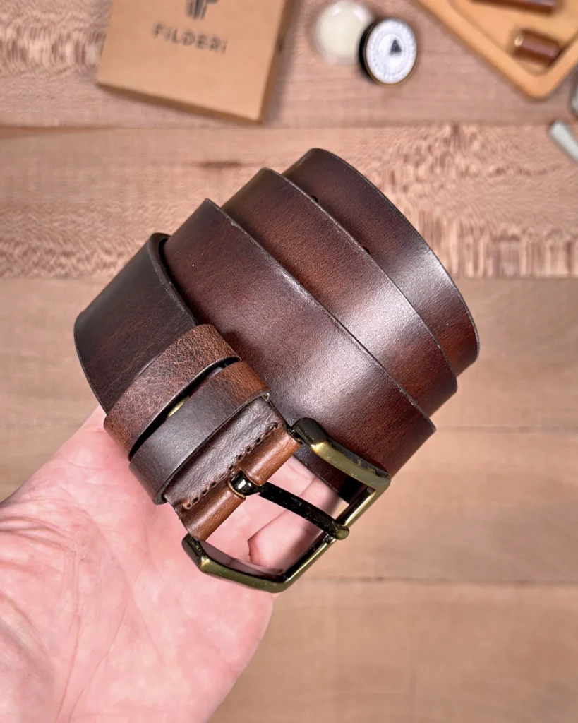 Distressed Men's Leather Belt — Brown — product view 2