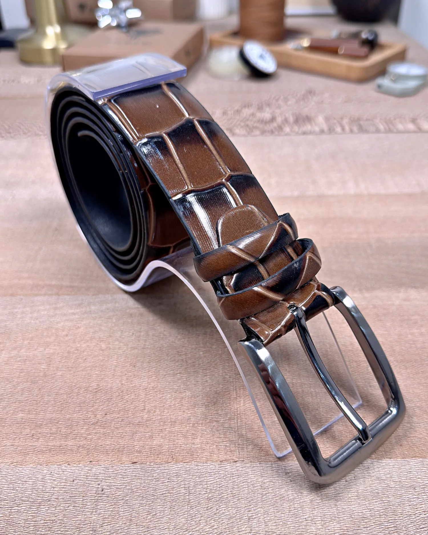 filderi-176760-d51743de15f7 Men's Leather Belt — Cognac, Croco — product view 1