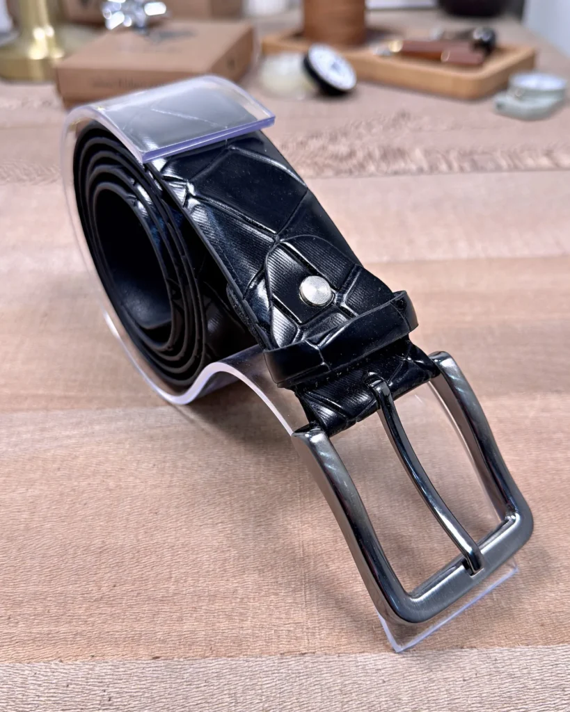 Men's Leather Belt — Black, Croco — product view 1