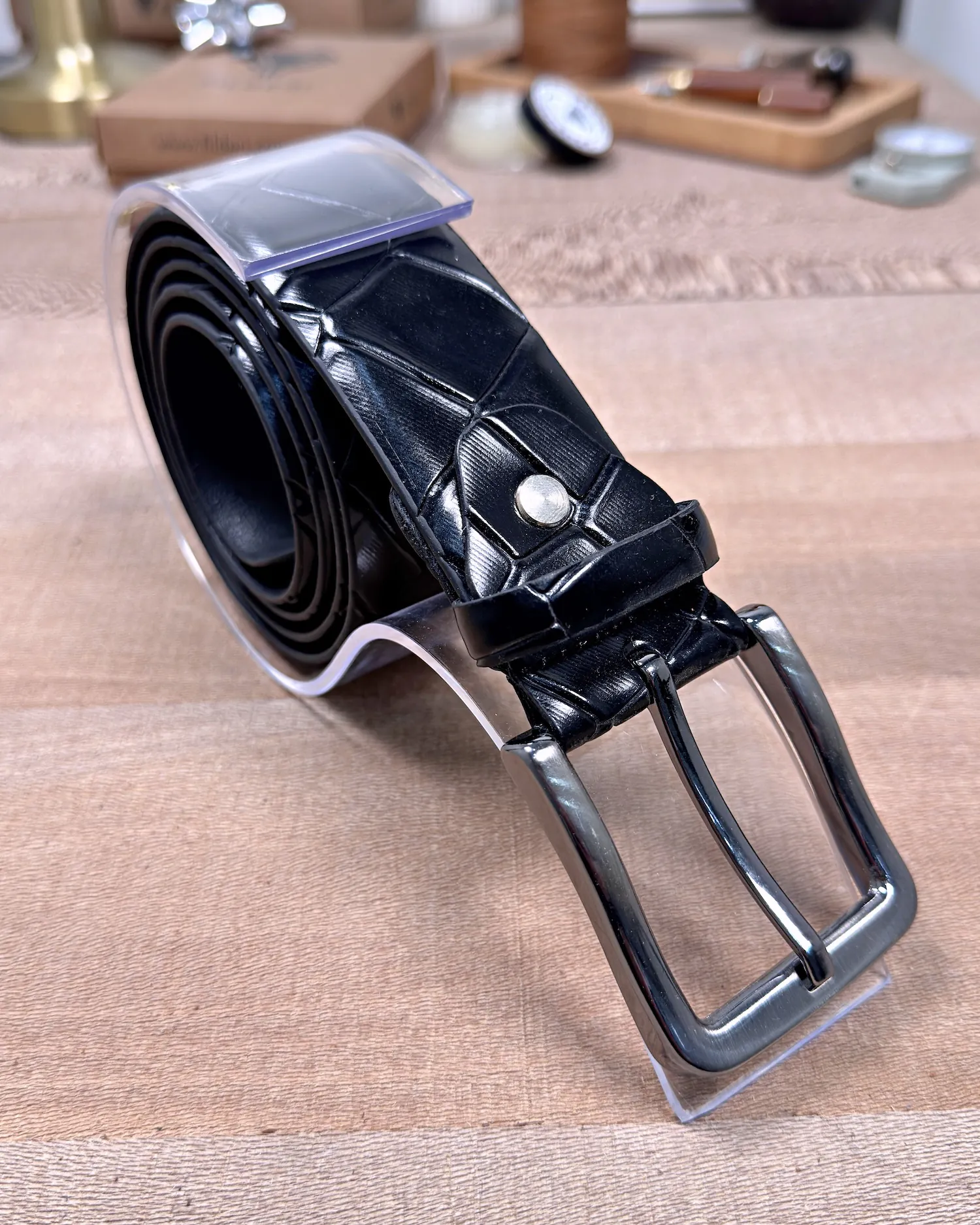 filderi-176761-f473ba12d666 Men's Leather Belt — Black, Croco — product view 1
