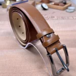 Men's Leather Belt — Cognac, Dress Style — product view 1