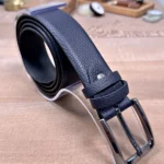 Men's Leather Belt — Navy, Dress Style — product view 1