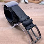 Men's Leather Belt — Matte Black — product view 1