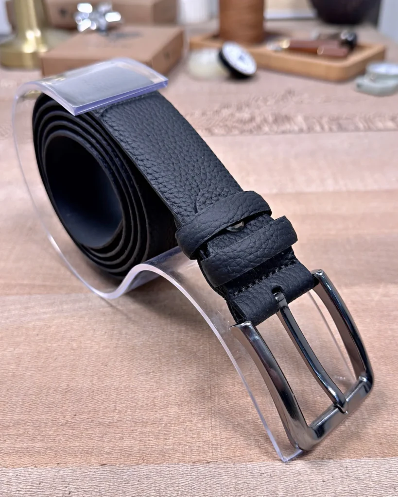 Men's Leather Belt — Matte Black — product view 1