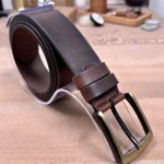 Distressed Men's Leather Belt — Brown — product view 1