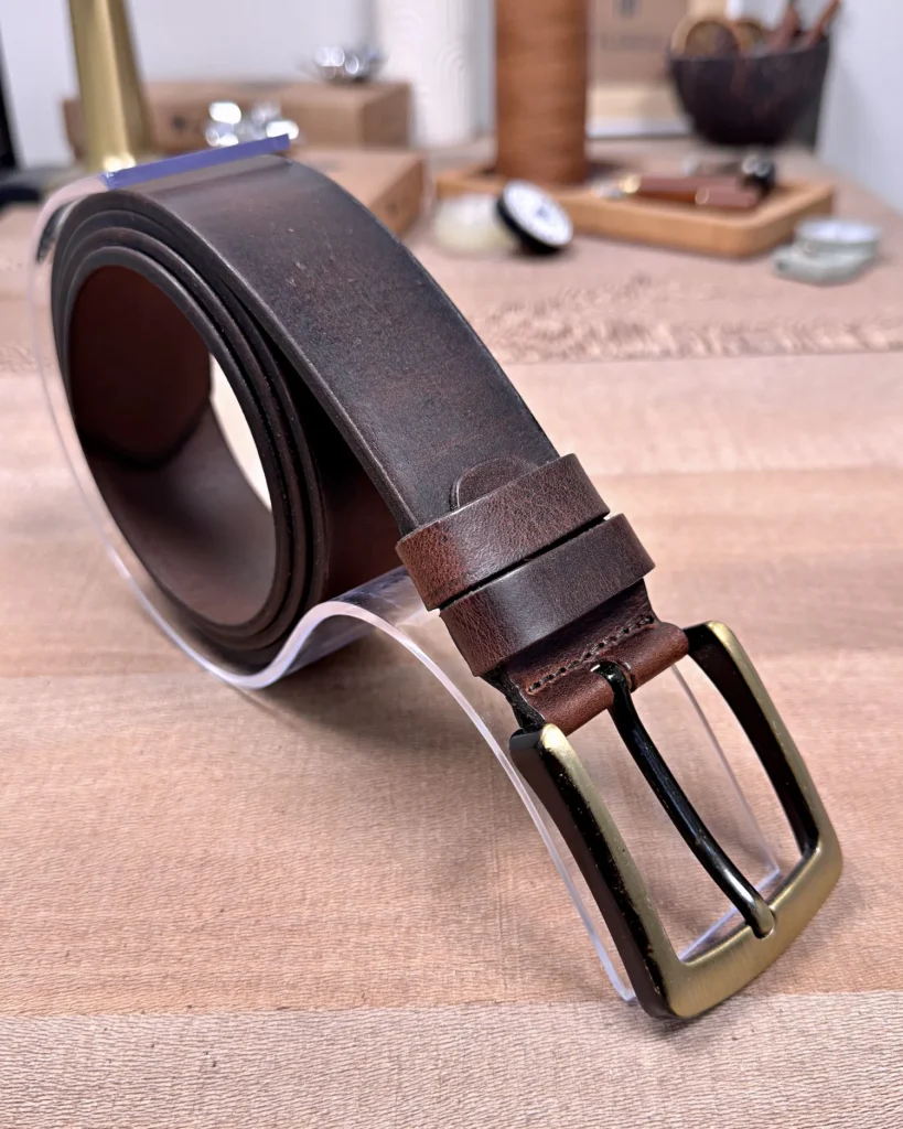 Distressed Men's Leather Belt — Brown — product view 1