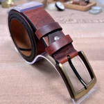 Distressed Men's Leather Belt — Reddish Brown — product view 1