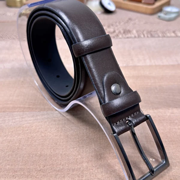 Men's Leather Belt — Brown, Dress Style — product view 1