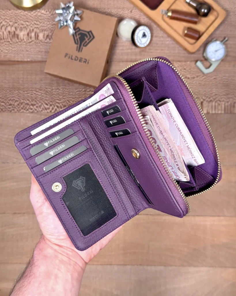 Women's Leather Wallet — Purple, 2091 — product view 1