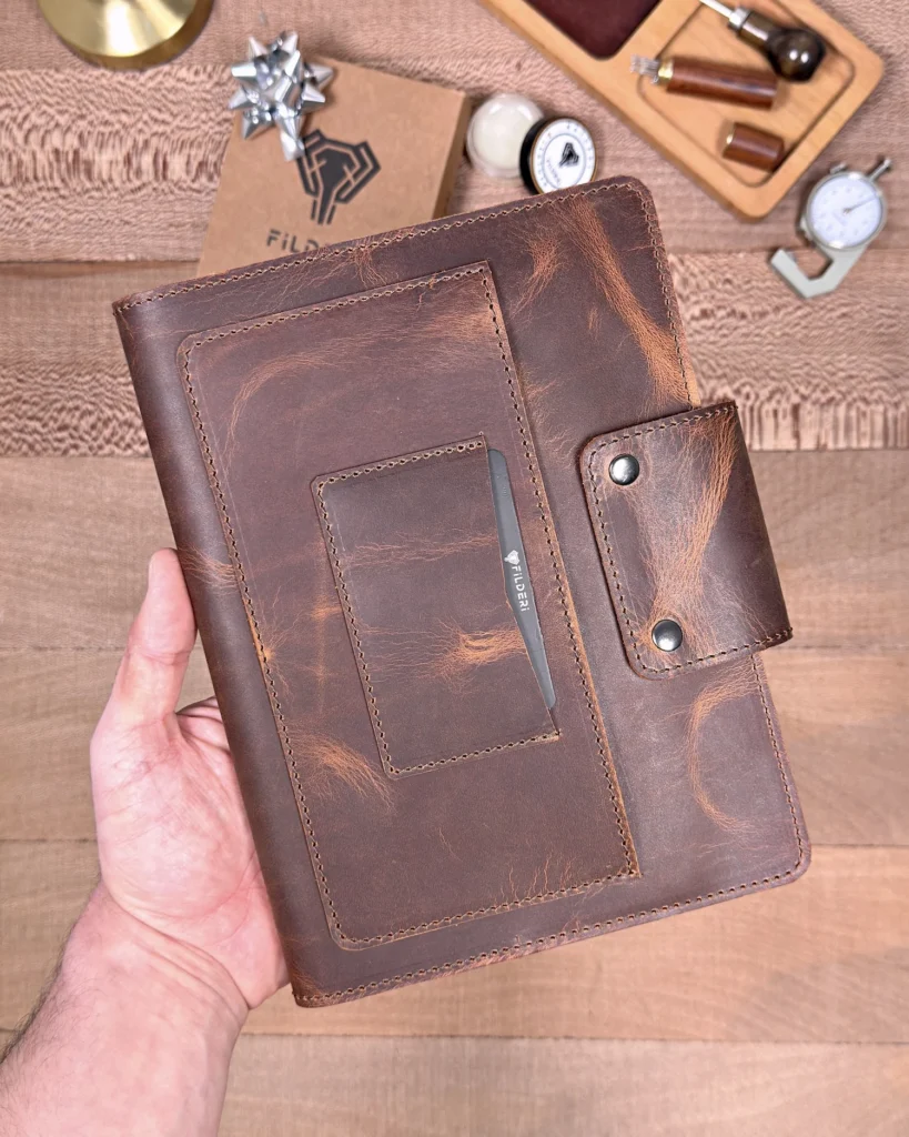 Distressed Leather Organizer — Hazelnut Brown, 2143 — product view 1