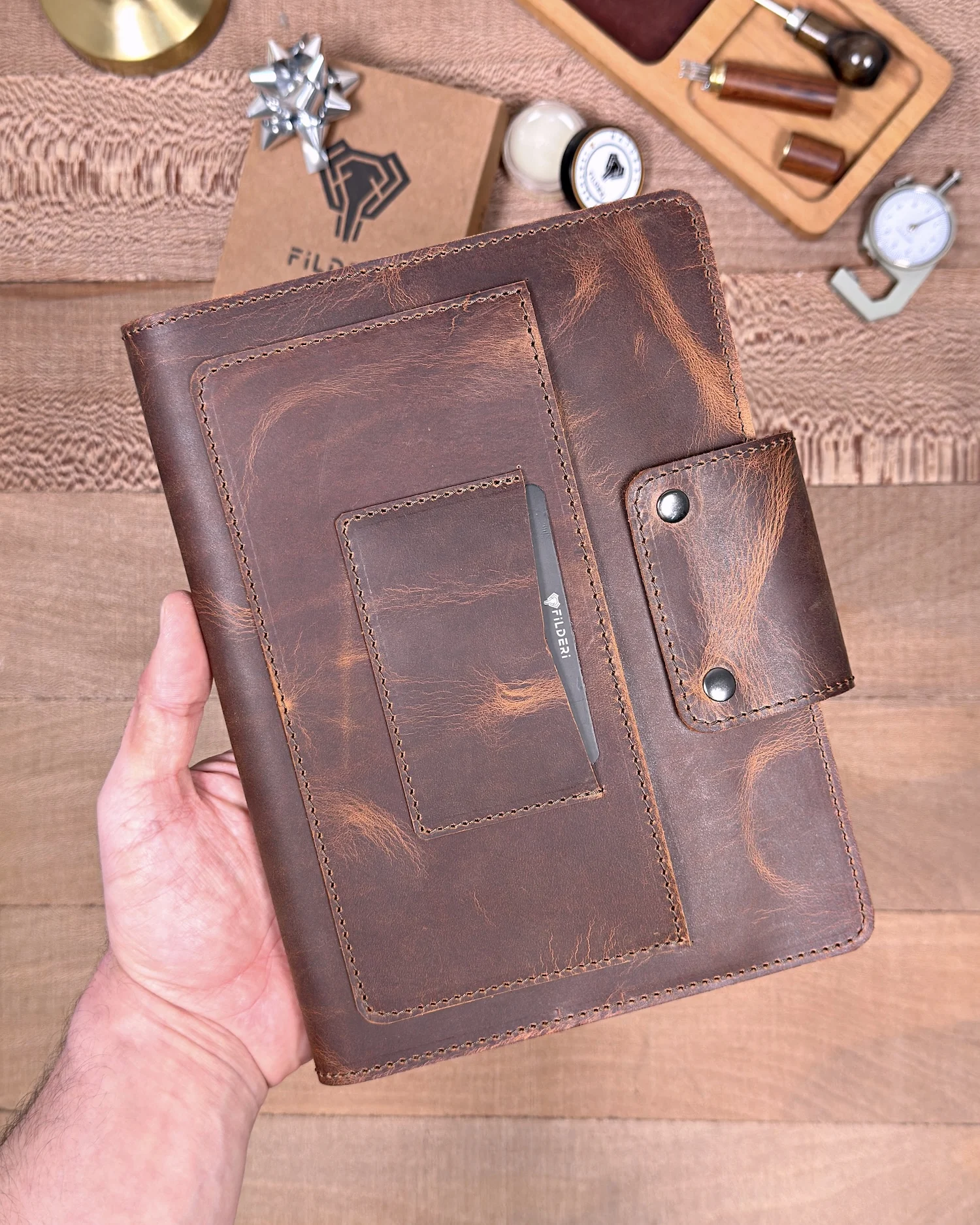 filderi-178200-2715cd1d3b4b Distressed Leather Organizer — Hazelnut Brown, 2143 — product view 1