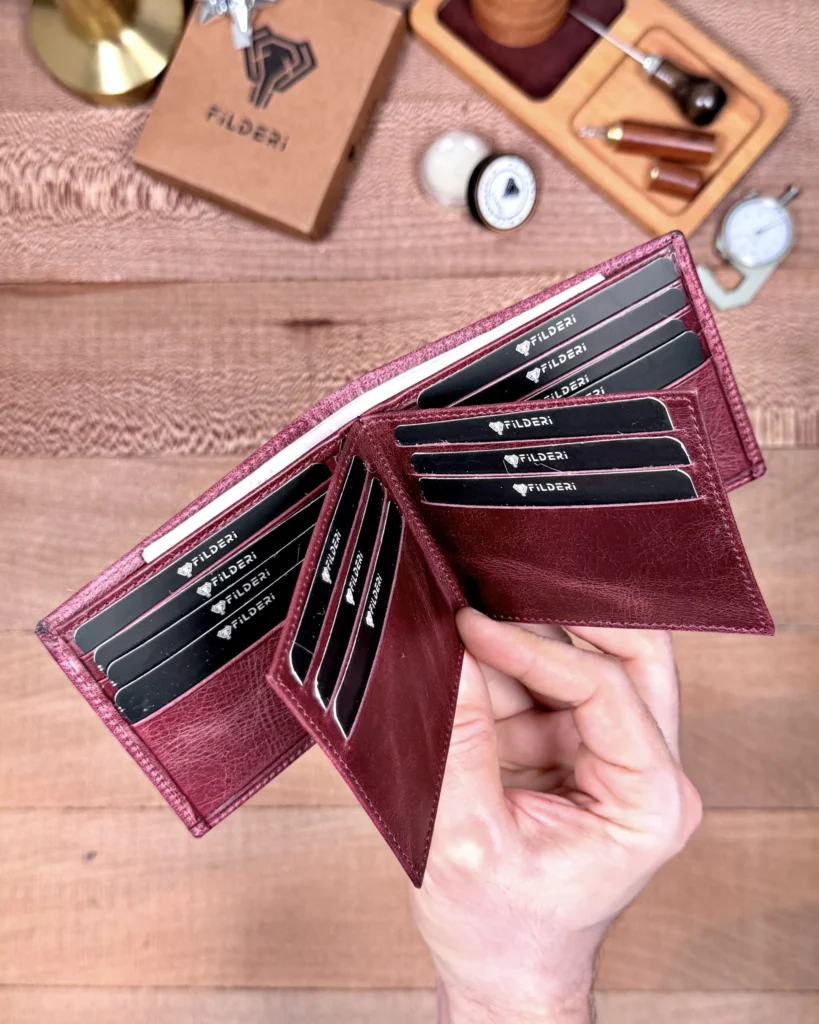 Butterfly Men's Leather Wallet — Burgundy, 2145 — product view 1