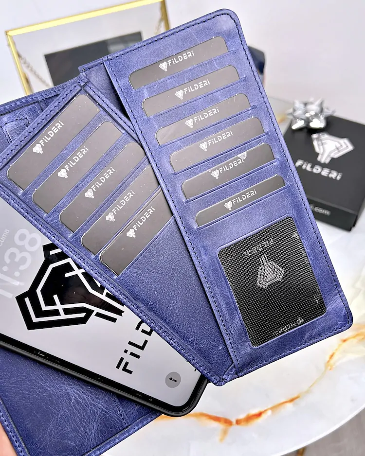 Leather Phone Wallet — Navy, 2027 — product view 2