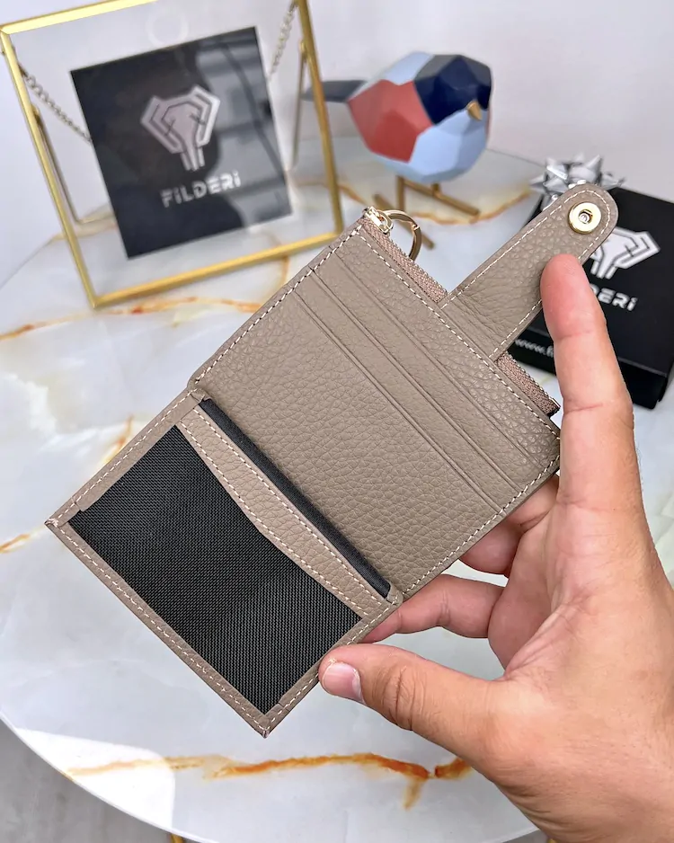 Leather Card Holder — Taupe, 2052 — product view 2