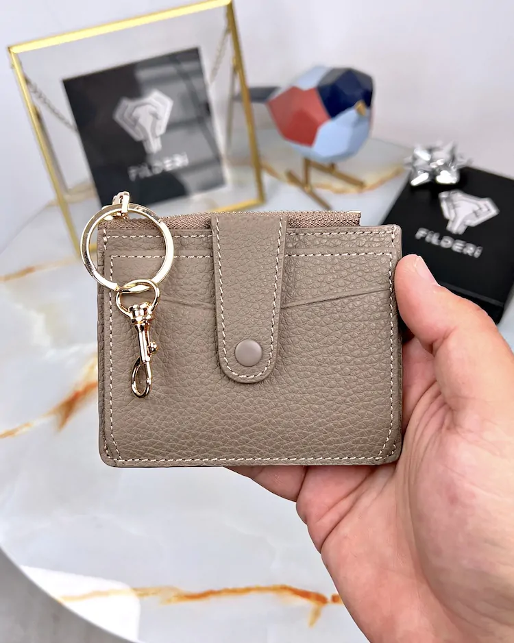 Leather Card Holder — Taupe, 2052 — product view 1