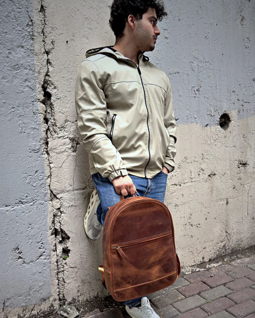 Leather Backpack — Hazelnut Brown, 2148 — product view 2