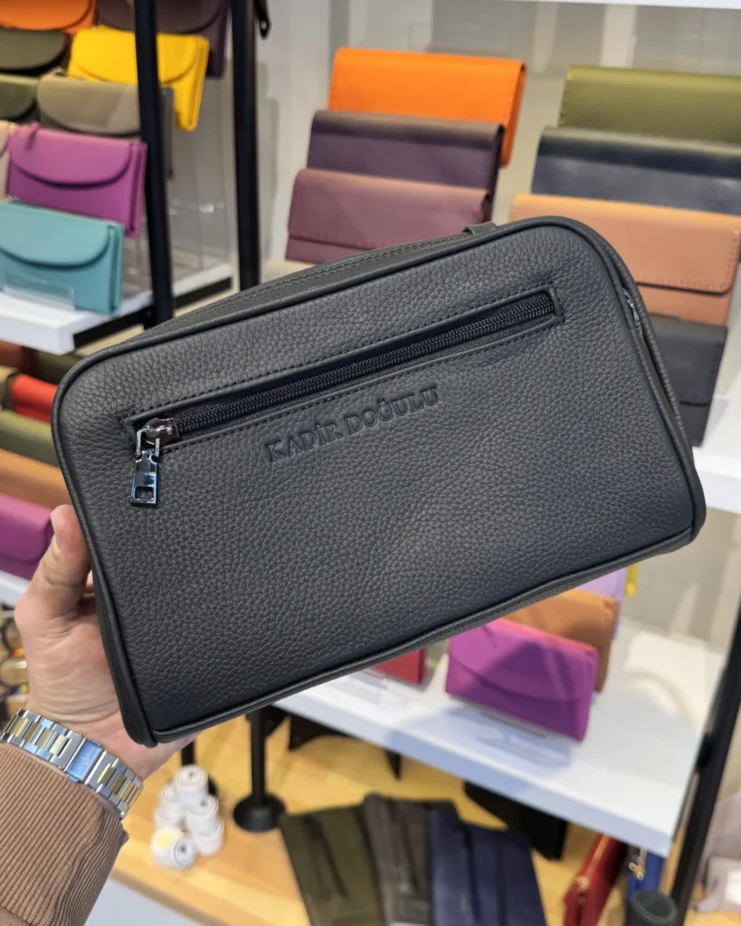 Large Men's Leather Handbag — Matte Black, 2104 — product view 2