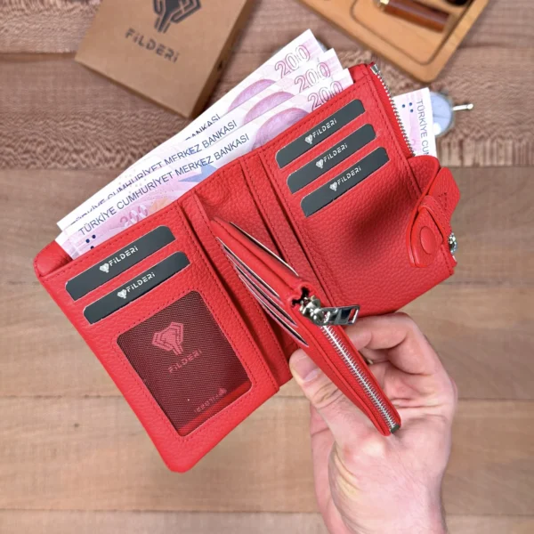 Compact Women's Leather Wallet — Red, 2149 — product view 1