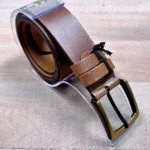 Distressed Men's Leather Belt — Cognac — product view 1