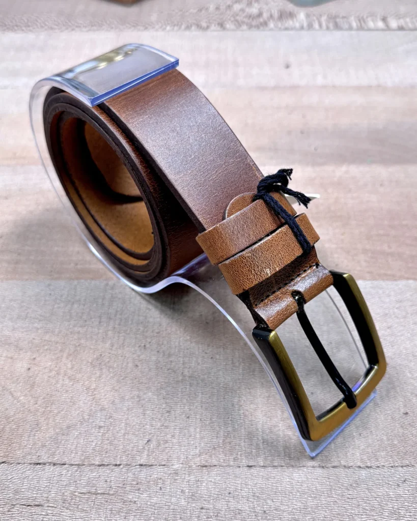Distressed Men's Leather Belt — Cognac — product view 1
