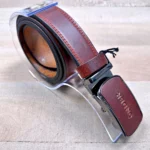 Distressed Ratchet Men's Leather Belt — Reddish Cognac — product view 1