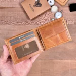 Coin Pocket Men's Leather Wallet — Cognac, 2147 — product view 1