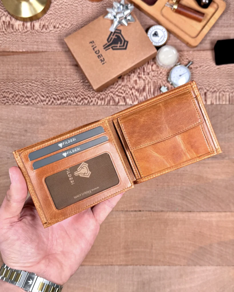 Coin Pocket Men's Leather Wallet — Cognac, 2147 — product view 1