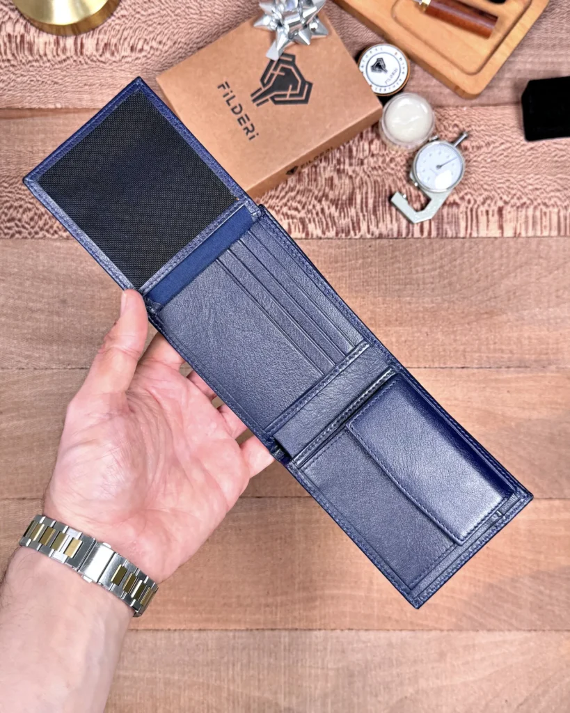 Coin Pocket Men's Leather Wallet — Navy, Arsel, 2147 — product view 2