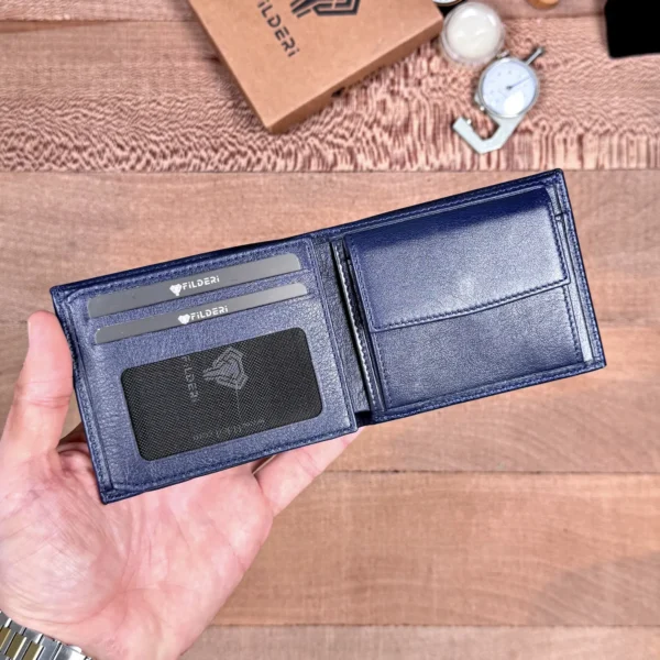 Coin Pocket Men's Leather Wallet — Navy, Arsel, 2147 — product view 1