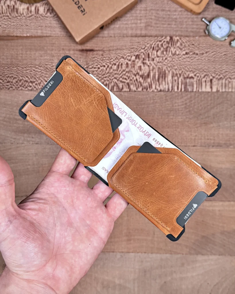 Leather Wallet — Black, Cognac, Viral, 2154 — product view 2