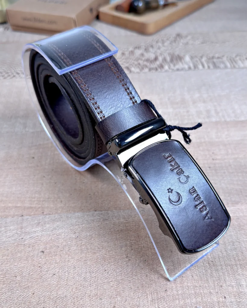 Distressed Ratchet Men's Leather Belt — Brown — product view 1