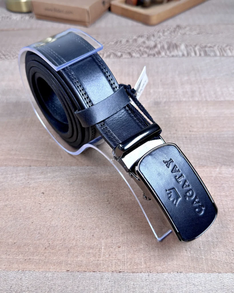 Ratchet Men's Leather Belt — Black — product view 1
