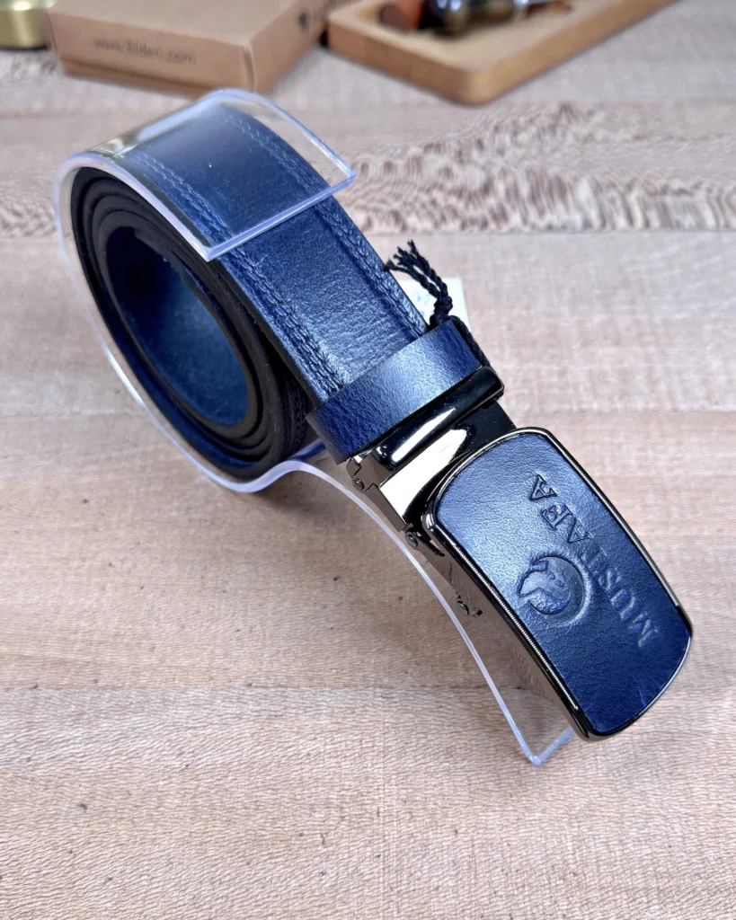 Ratchet Men's Leather Belt — Navy — product view 1