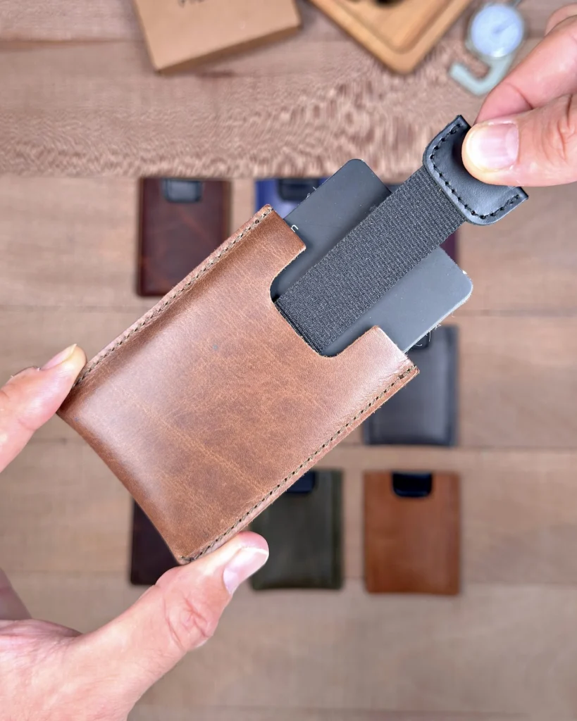 Leather Card Holder — Glossy Brown, 2155 — product view 2
