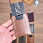 Leather Card Holder — Glossy Brown, 2155 — product view 1