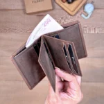 Distressed Butterfly Leather Card Holder — Brown, 2158 — product view 1