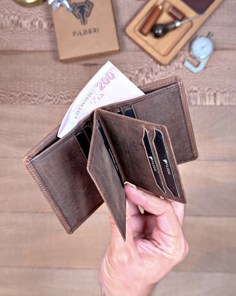 Distressed Butterfly Leather Card Holder — Brown, 2158 — product view 1