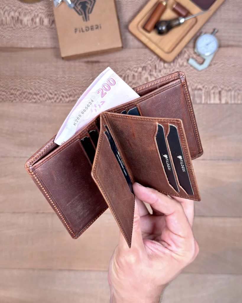 Butterfly Leather Card Holder — Hazelnut Brown, 2158 — product view 1