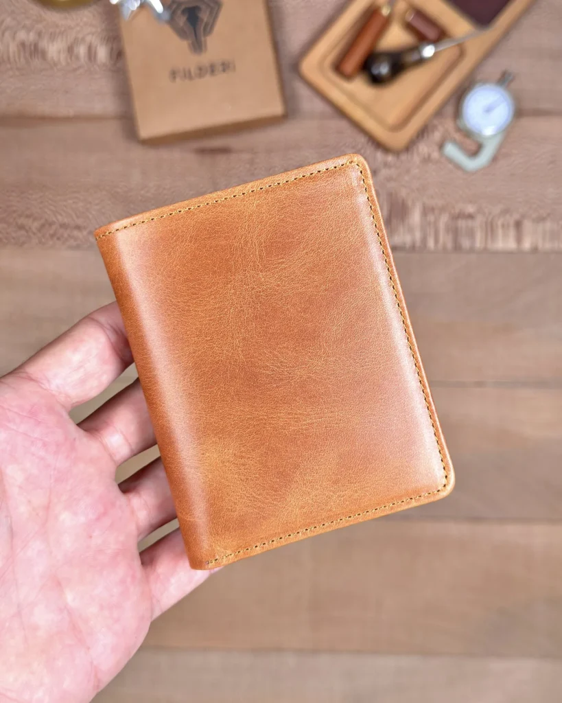 Butterfly Leather Card Holder — Cognac, 2158 — product view 2